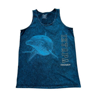 Men's Blue Ixtapa Dolphin Beach Tank Top XL Cotton Made in Mexico Y2K Fashion